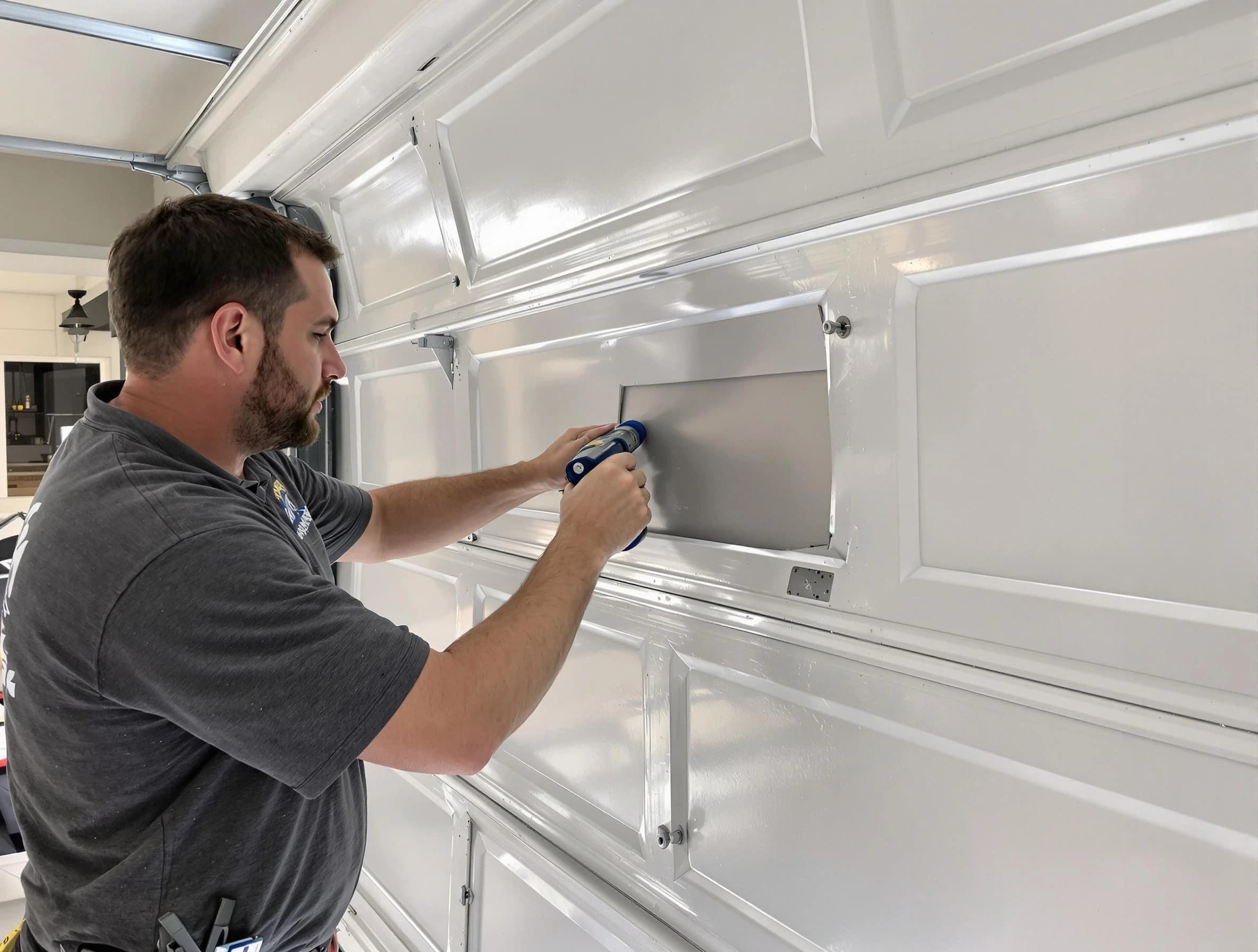 Garage door panel repair by Salem Garage Door Repair in Salem