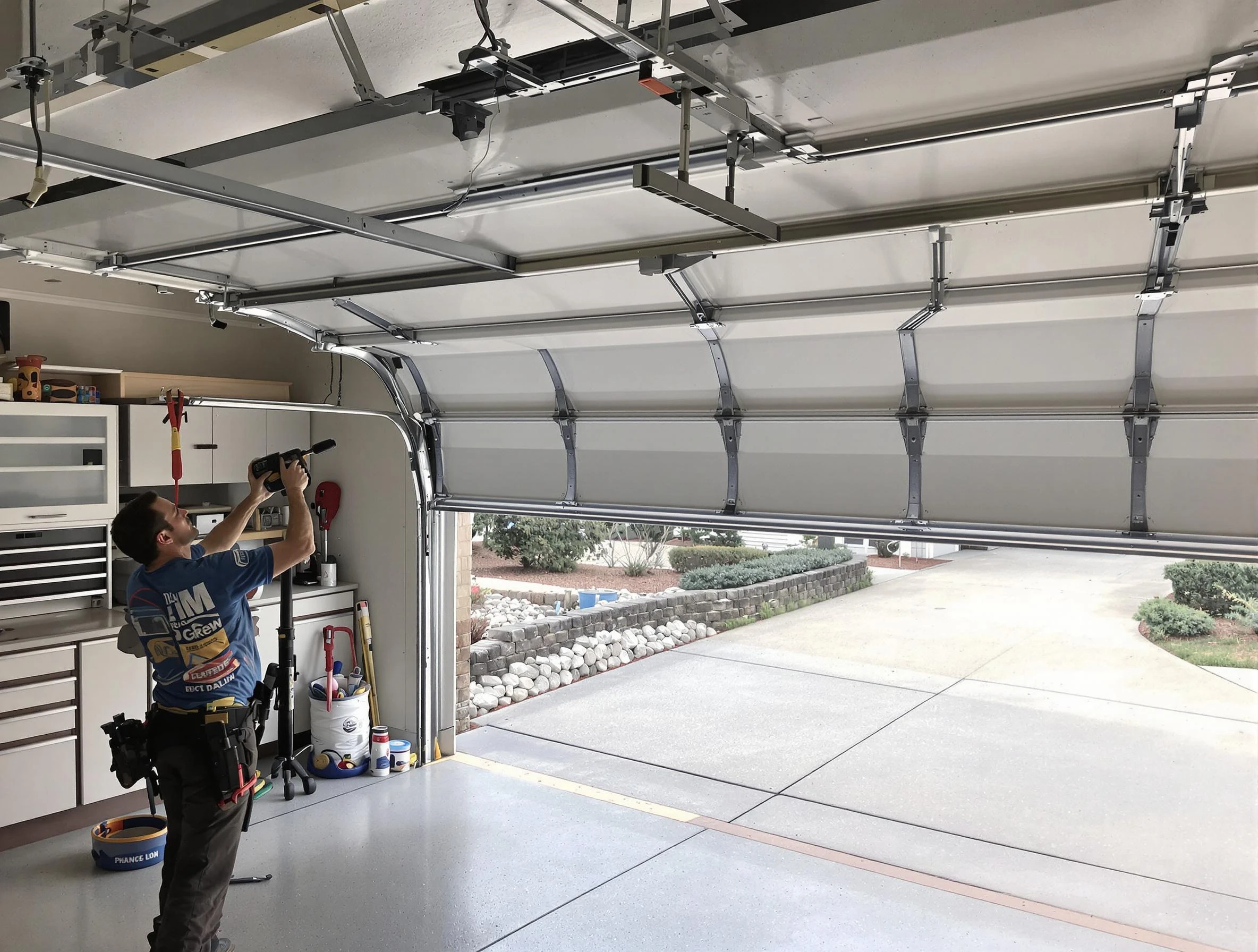 Garage door track repair service by Salem Garage Door Repair in Salem